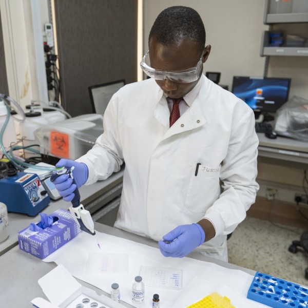 Scientist working on a vaccine.